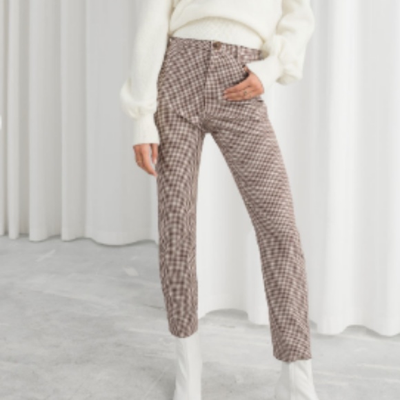 high rise gingham pants